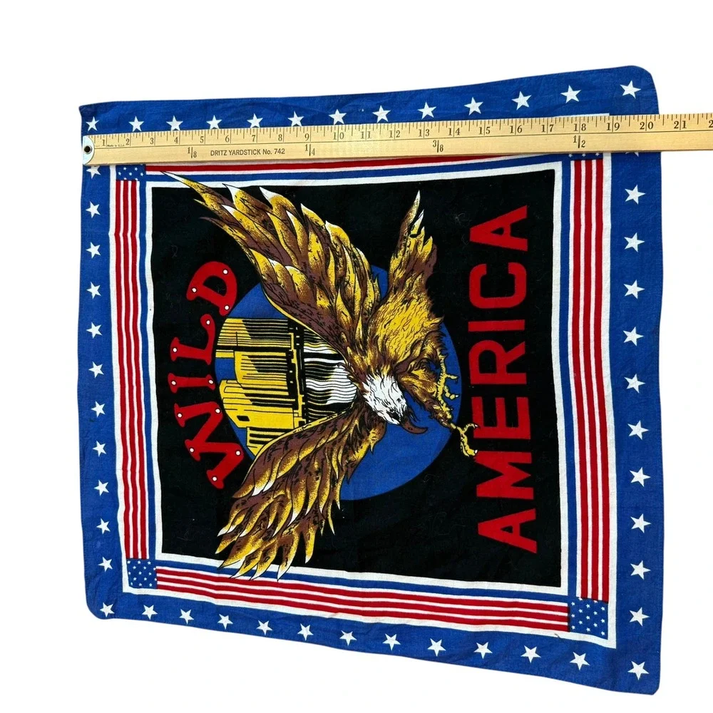 Vintage Wild America Eagle Bandana Patriotic American Flag Stars‎ Blue Red Black